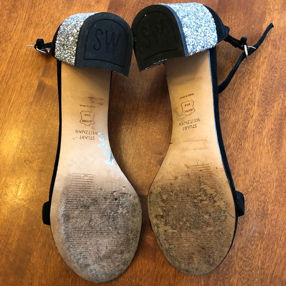 Stuart Weitzman Suede Glitter Sandals. Size 8.5. - Picture 8 of 11
